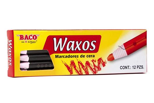 MARCADOR DE CERA NEGRO REDONDO BACO WAXOS PAPEL CAJA CON 12 PIEZAS-BACO