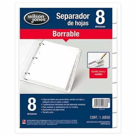 SEPARADOR WILSON JONES P4733 CON 8 DIVISIONES-ACCO