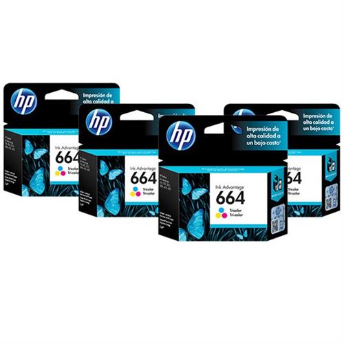 PACK DE 4 CARTUCHOS DE TINTAS HP HP 664 ESTANDAR 2 NEGRAS Y 2 TRICOLOR ORIGINALES-HP