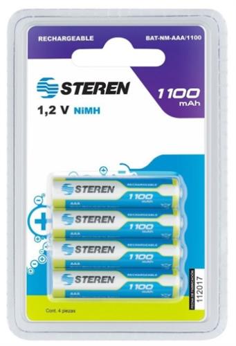 MO00633-21101 PILAS RECARGABLES AAA DE 1100mAh PAQUETE-STEREN