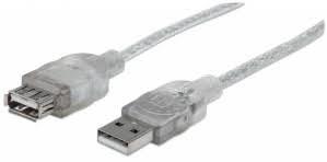 CABLE USB V2.0 Ext. 4.5M PLATA-MANHATTAN