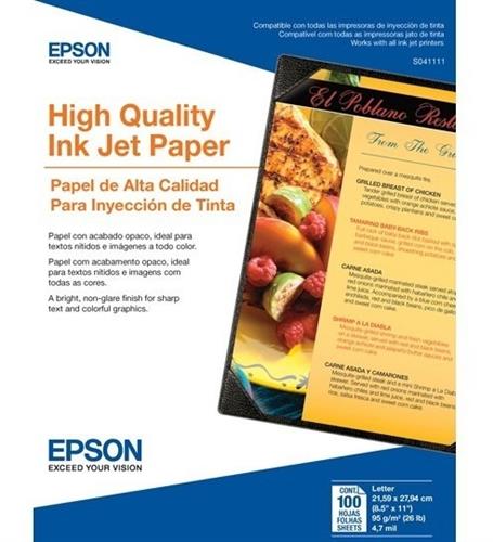 PAPEL CALIDAD ALTA BLANCO CARTA EPSON 8.5 X 11 PULGADAS 1 PAQUETE CON 100 HOJAS-EPSON