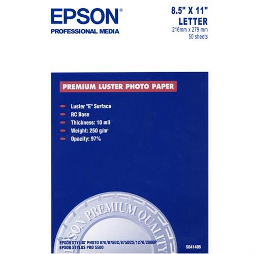 PAPEL FOTOGRAFICO BLANCO CARTA EPSON 251 GRS 8.5 X 11´´ 1 PAQUETE CON 50 HOJAS-EPSON