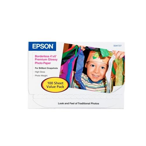 PAPEL FOTOGRAFICO EPSON GLOSSY SATINADO S041727 TAMAÑO BORDELESS 4 X 6´´ 100 HOJAS-EPSON