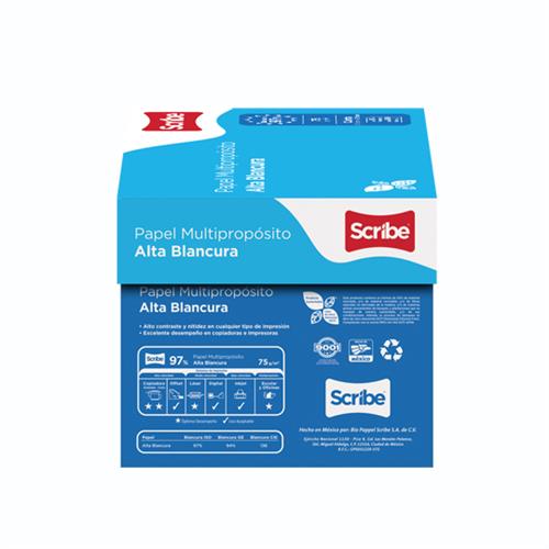 CAJA PAPEL BOND BLANCO CARTA SCRIBE AZUL GRAMAJE 75 GRS BLANC 97 10 PAQ C/500 HOJAS-SCRIBE