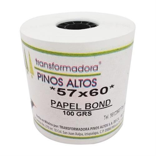 ROLLO PARA CALCULADORA SATINADO DE 57MM X 60 MTS COLOR BLANCO 1 CAJA CON 50 PZ-PINOS ALTOS