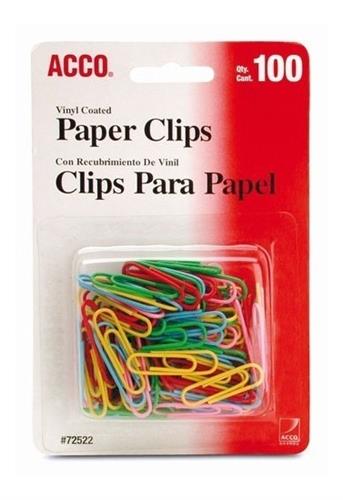 CLIP ESTANDAR DE COLORES NUMERO 1 ACCO CAJA CON 100 CLIPS-ACCO