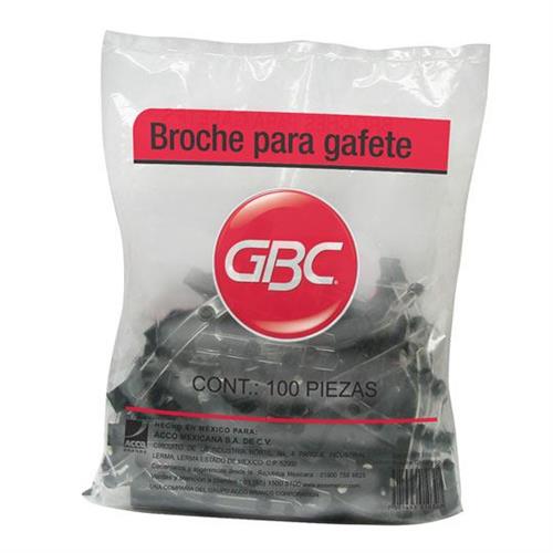 BROCHE PARA GAFETE GBC TIPO CAIMAN COLOR NEGRO 1 PAQUETE CON 100 PIEZAS-ACCO