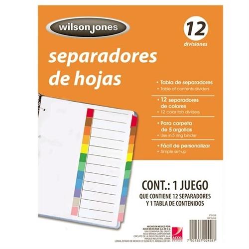 SEPARADOR WILSON JONES P2458 CON 12 DIVISIONES-ACCO