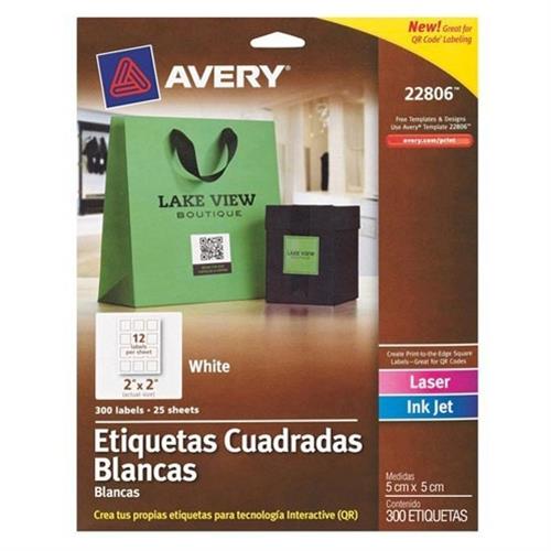 ETIQUETAS CUADRADAS BLANCAS AVERY 22806 DE 5X5 CM 1 PAQUETE-AVERY