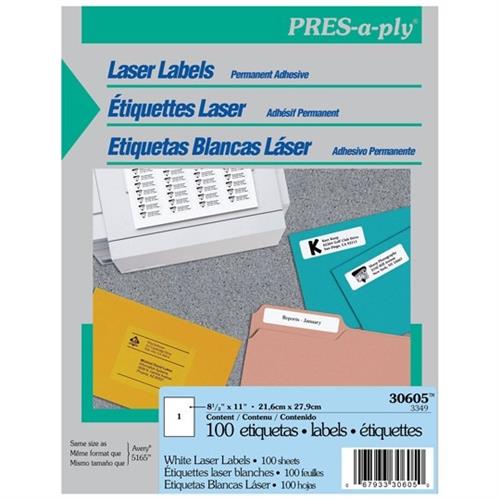 ETIQUETAS LASER BLANCAS AVERY 30605 DE 21.6 X 27.9 CM 1 PAQUETE-AVERY