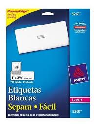 ETIQUETAS SEPARA FACIL BLANCAS AVERY 5260 DE 2.5X6.7 CM 1 PAQUETE-AVERY