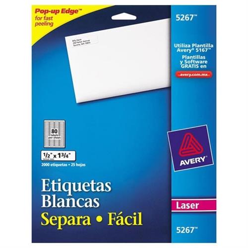 ETIQUETAS SEPARA FACIL BLANCAS AVERY 5267 DE 1.3X4.5 CM 1 PAQUETE-AVERY