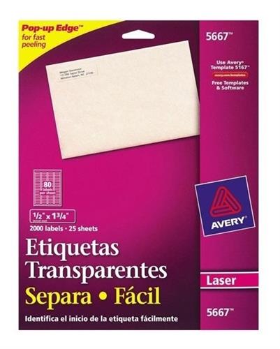 ETIQUETAS SEPARA FACIL TRANSPARENTES AVERY 5667 DE 1.3X4.5 CM 1 PAQUETE-AVERY