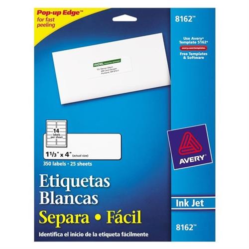 ETIQUETAS SEPARA FACIL BLANCAS AVERY 8162 DE 3.4X10.2 CM 1 PAQUETE-AVERY