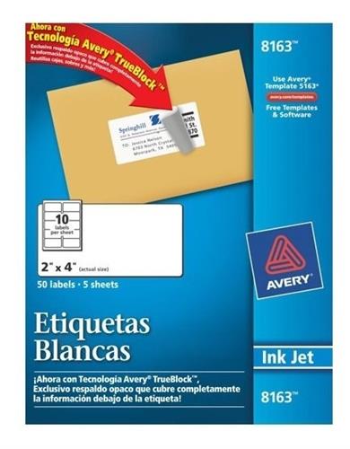 ETIQUETAS BLANCAS AVERY 8163 DE 5.1X10.2 CM 1 PAQUETE-AVERY