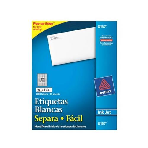 ETIQUETAS SEPARA FACIL BLANCAS AVERY 8167 DE 1.3X4.5 CM 1 PAQUETE-AVERY