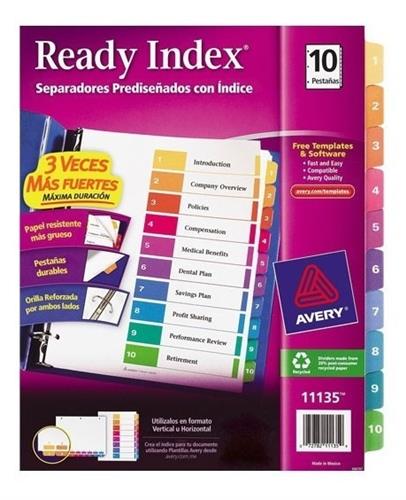 SEPARADOR OFFICE ESSENTIAL 11670 CON 10 DIVISIONES-AVERY