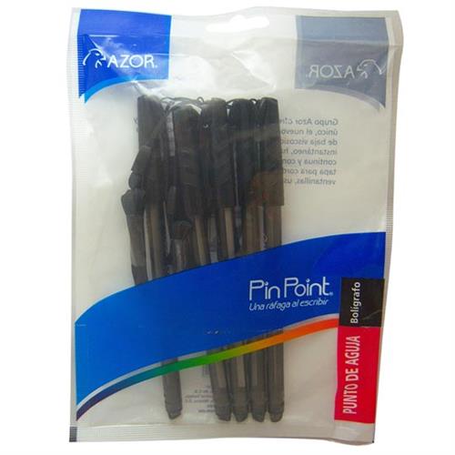 BOLIGRAFO AZOR PIN POINT NEGRO PUNTO FINO 0.7 MM BARRIL REDONDO BLISTER CON 5 PZ-AZOR