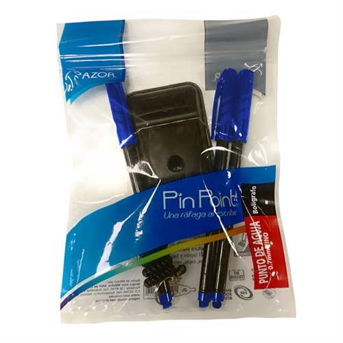 BOLIGRAFO AZOR PIN POINT 6806 AZUL PUNTO FINO 0.7 MM BARRIL REDONDO BLISTER CON 3 PZ-AZOR