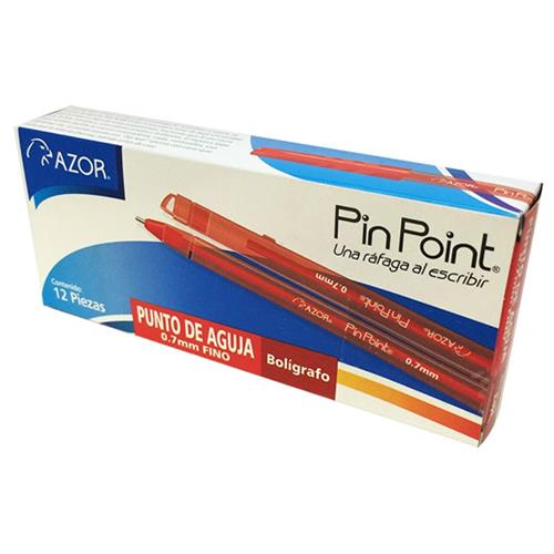 BOLIGRAFO AZOR PIN POINT 6810 ROJO PUNTO FINO 0.7MM BARRIL REDONDO BLISTER 12 PZAS-AZOR