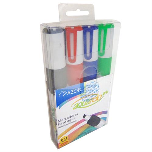 MARCADORES BASE AGUA AZOR AQUARELO 1 PAQUETE CON 4 PIEZAS-AZOR