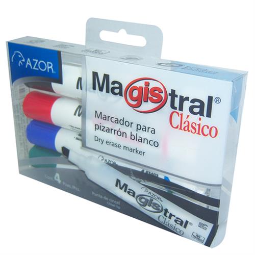 MARCADORES PARA PIZARRON AZOR MAGISTRAL CLASICO 83474 1 PAQUETE CON 4 PIEZAS-AZOR