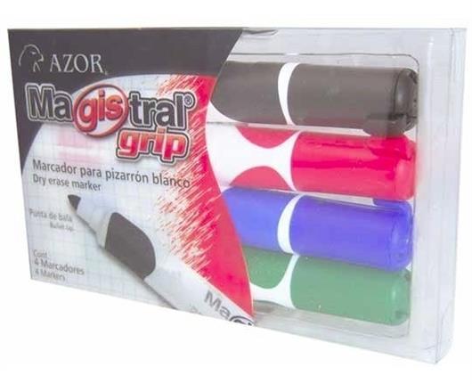 MARCADORES PARA PIZARRON AZOR MAGISTRAL GRIP 1 PAQUETE CON 4 PIEZAS-AZOR