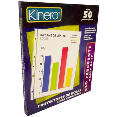 PROTECTOR DE HOJAS KINERA TAMAÑO CARTA TRASLUCIDO 1 PAQUETE CON 50 PZAS-AZOR