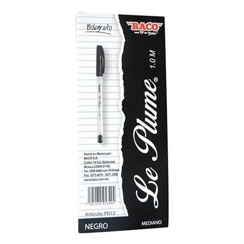 BOLIGRAFO BACO PLUME NGO12 COLOR NEGRO DE MEDIANO 1 PIEZA-BACO