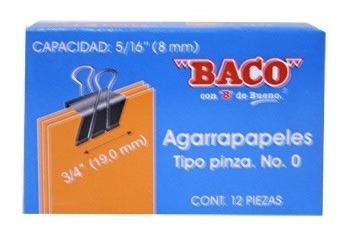 SUJETADOCUMENTOS MINI BACO PARA UN GROSOR APROXIMADO DE 8 MM 1 CAJA 12 PIEZAS-BACO