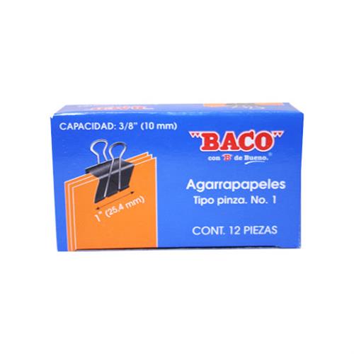 SUJETADOCUMENTOS MINI BACO PARA UN GROSOR APROXIMADO DE 10 MM 1 CAJA 12 PIEZAS-BACO