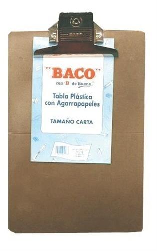 TABLA SUJETAPAPEL BACO FIBRACEL TAMAÑO CARTA DE PLASTICO CON BROCHE METALICO 1 PIEZA-BACO