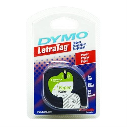 CINTA PARA ROTULADOR DYMO LETRATAG COLOR NEGRO SOBRE COLOR BLANCO TAMAÑO 12MM X 4M-BEROL