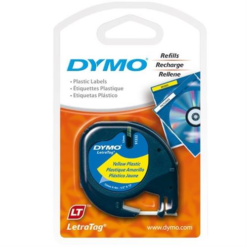 CINTA PARA ROTULADOR DYMO LETRATAG COLOR NEGRO SOBRE COLOR AMARILLO TAMAÑO 12MM X 4M-BEROL