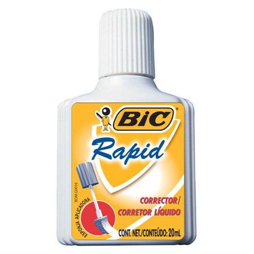 CORRECTOR TIPO LIQUIDO BIC RAPID BASE AGUA CONTENIDO 20 ML 1 PIEZA-BIC