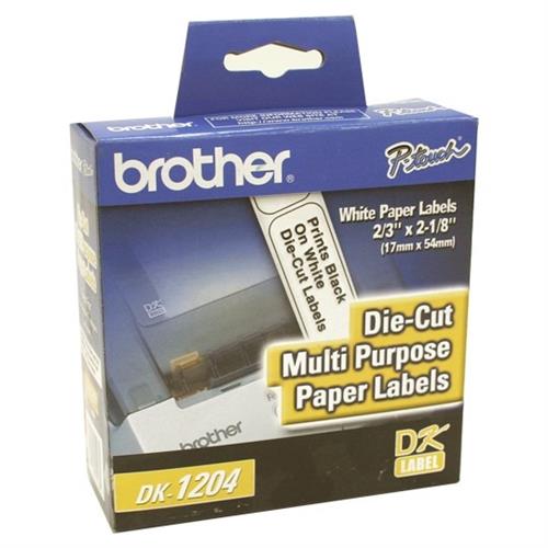 ETIQUETAS PRE CORTADAS BLANCAS BROTHER DK1204 DE 17X54 MM 1 ROLLO-BROTHER