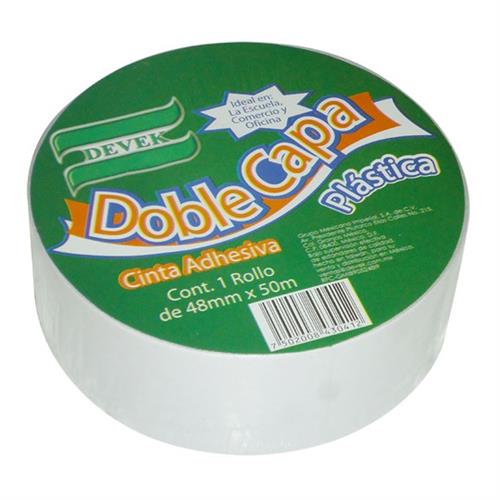 CINTA ADHESIVA DOBLE CAPA POLIPROPILENO DEVEK PDC104 TRANSPARENTE 48 MM X 50 M 1 PZA-DEVEK