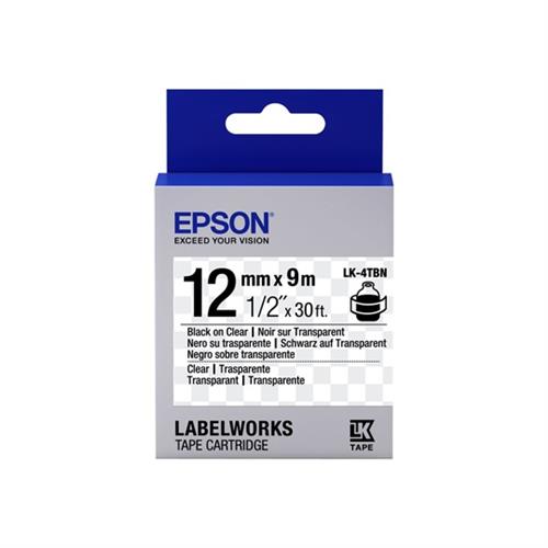 CINTA PARA ROTULADOR EPSON LK-4WBN COLOR BLANCO SOBRE COLOR NEGRO TAMAÑO 12 MM X 9MM-EPSON