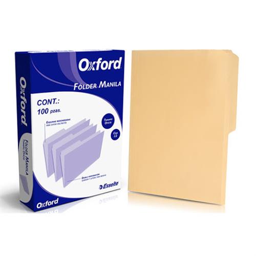 FOLDER OXFORD M758CRE TAMAÑO OFICIO 1 PAQUETE CON 100 PIEZAS-ESSELTE