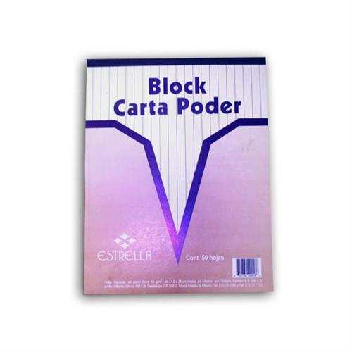 BLOCK CARTA PODER ESTRELLA TAMAÑO CARTA DE 50 HOJAS-ESTRELLA