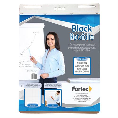 BLOCK CUADRO GRANDE FORTEC TAMAÑO ROTAFOLIO DE 25 HOJAS-FORTEC