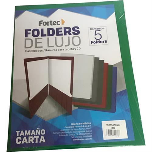 FOLDER FORTEC EL-3005 TAMAÑO CARTA 1 PAQUETE CON 5 PIEZAS-FORTEC