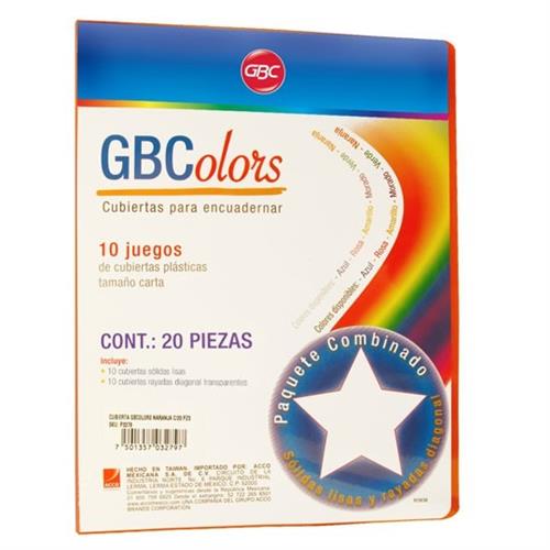 CUBIERTAS GBC GBCOLOR P3279 TAMAÑO CARTA 1 PAQUETE CON 20 PIEZAS-GBC