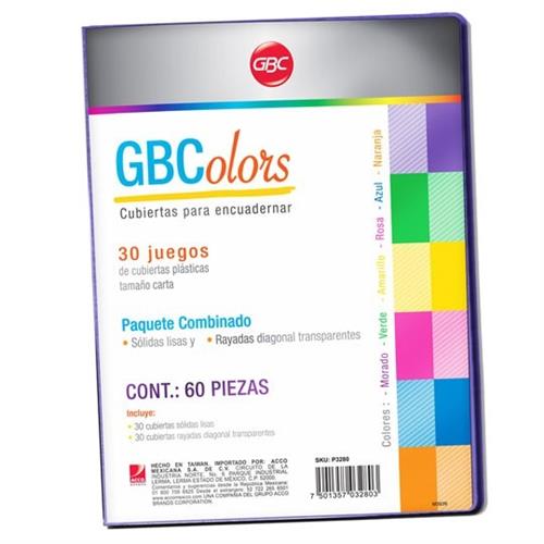 CUBIERTAS GBC GBCOLOR P3280 TAMAÑO CARTA 1 PAQUETE CON 60 PIEZAS-GBC