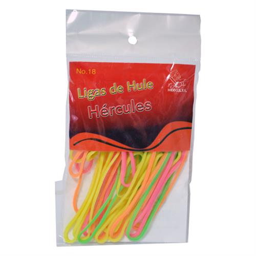 LIGAS DE HULE NATURAL HERCULES NO. 18 VARIOS COLORES 1 BOLSA CON 15 GR-HERCULES