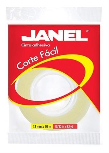 CINTA ADHESIVA CORTE FACIL JANEL 119 TRANSPARENTE DE 12 MM X 10 M 1 PZA-JANEL