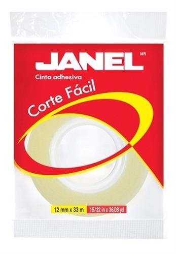 CINTA ADHESIVA CORTE FACIL JANEL 119 TRANSPARENTE DE 12 MM X 33 M 1 PZA-JANEL