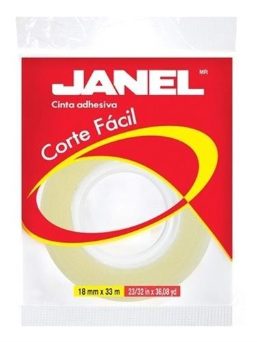 CINTA ADHESIVA CORTE FACIL JANEL 119 TRANSPARENTE DE 18 MM X 33 M 1 PZA-JANEL