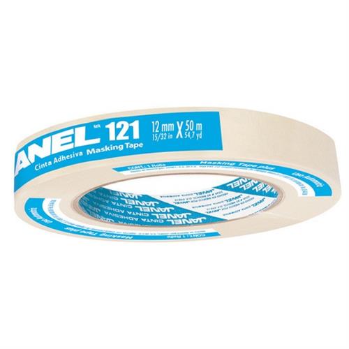 CINTA ADHESIVA MASKING TAPE JANEL 121 COLOR BLANCA DE 12 MM X 50 M 1 PZA-JANEL